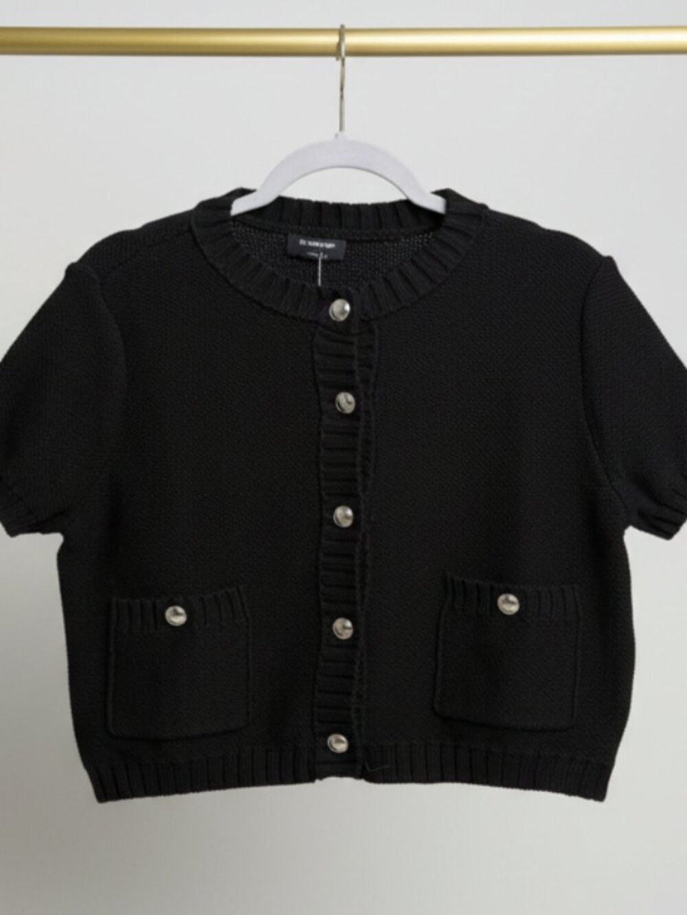 The Workshop Black Short Sleeve Knit Cardigan Size Large
